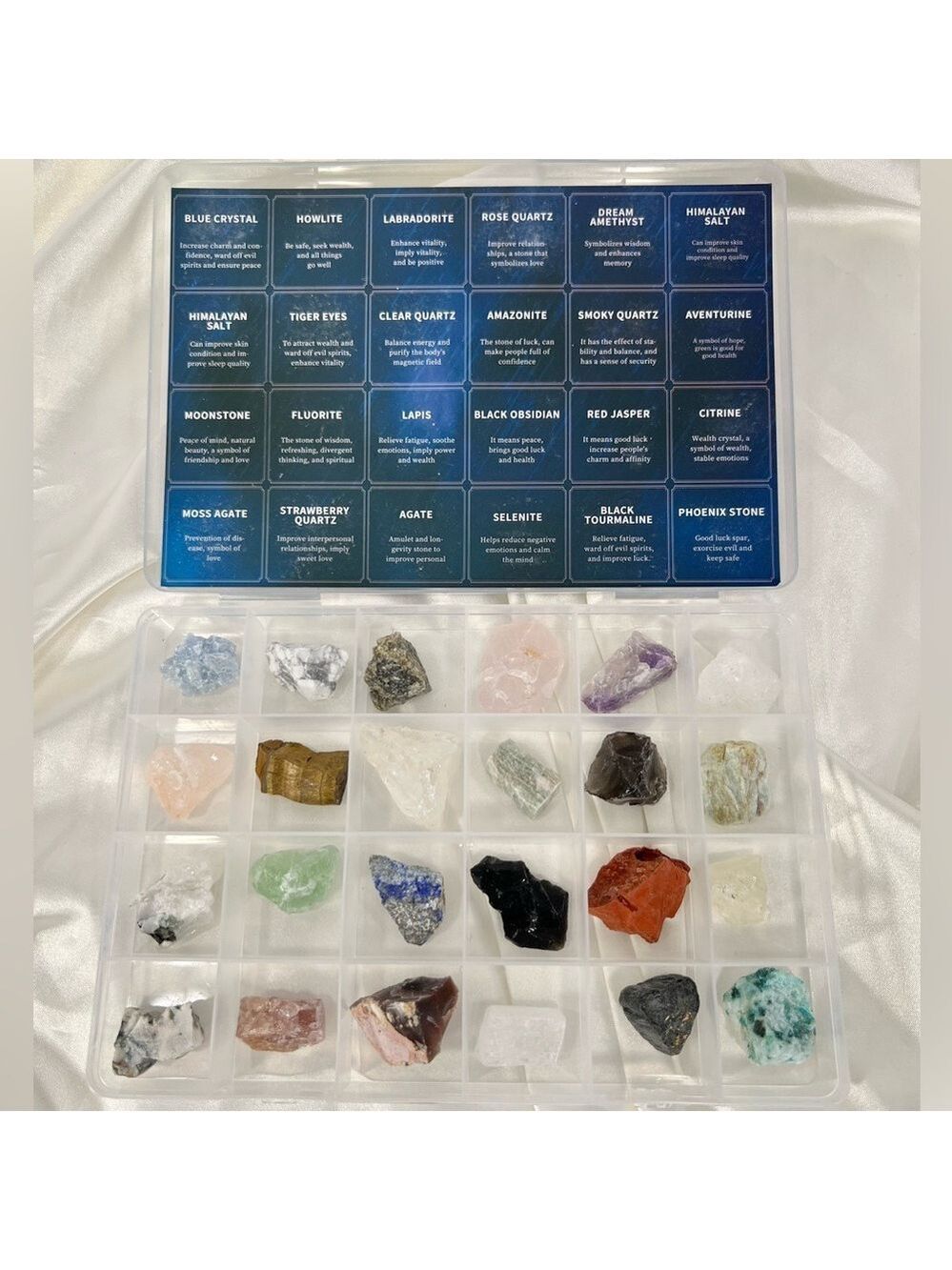 Rough Gemstone Rocks Collection Gift Set Box 24 Piece - Picture 4 of 7